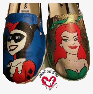 Harley Quinn And Poison Ivy Hand Painted Shoes - Superhero
