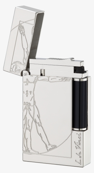 St Dupont Ligne 2 Vitruvian Man Access Lighter Opened