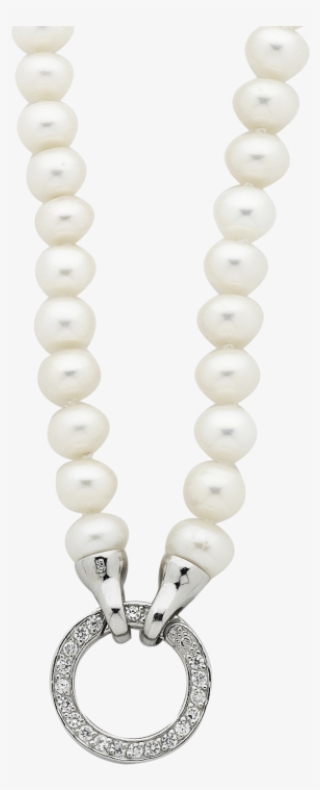 Sterling Silver Pearl & Cz Necklet - Chain