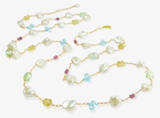 Pearl And Gems Necklace - Necklace