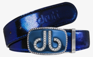 Blue Stingray Leather Belt With Blue Diamante Buckle - Belt