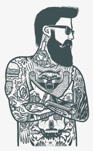 Tattoo Bearded Sleeve Artist Removal Ink - Beard Tattoo Cartoon