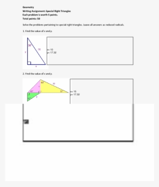Solution Movip Special Right Triangles Worksheet Studypool - Diagram