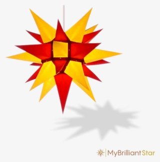 Original Herrnhut Paper Star, Yellow / Red, ~ 40 Cm - Herrnhuter Stern Rot Weiß