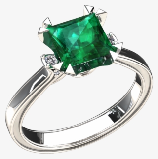 35 Carat Lab Grown Emerald Solitaire 14k Gold Ring - Princess Cut
