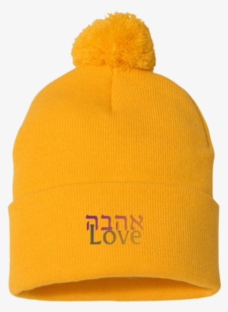 Ahavah Love Embroidered אהבה Striped Beanie Hat With - Beanie
