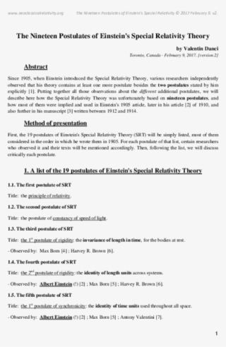 Pdf - Postulate Of Special Theory Of Relativity Pdf