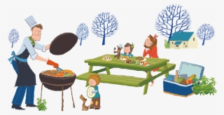Picnic Table Clipart Illustration Png - Gia Đình Nấu Ăn Hoạt Hình