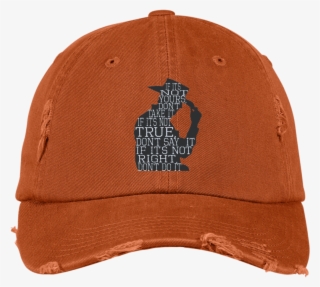 Cowboy Silhouette Black Distressed Dad Cap - Hat