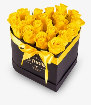 Yellow Roses Black Heart Box - Garden Roses