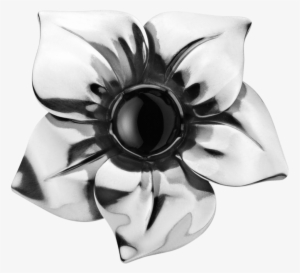 Black Flower Png - Flower Ring - Sterling Silver With Black Onyx 58 -