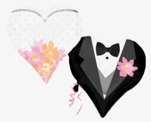30" Wedding Couple Hearts Supershape Foil Balloon