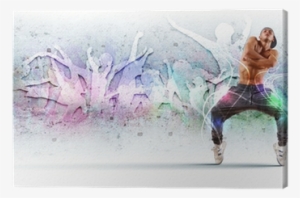 Young Man Dancing Hip Hop With Color Lines Canvas Print - Hip Hop Dance Cover Photos For Facebook