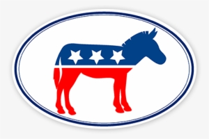 Democrat Party 6×4 White Oval Sticker - Democrat Donkey Sticker