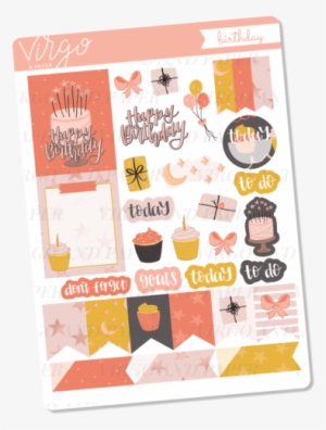 Happy Birthday Decorative Sticker Sheet - Paper