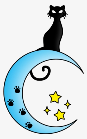Cat On The Moon Tattoo Clipart - Cat And Moon Clipart