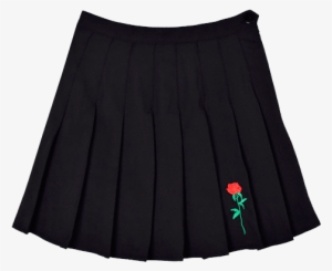 Itgirl Shop Rose Embroidery Aesthetic Pleated Black - Goth Aesthetic Clothes Png