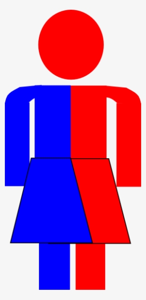 Half Blue Half Red Stick Figure Woman Clip Art At Clker - Half Girl Half Boy Clipart