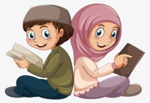 Islam Muslim Boy Illustration - Muslim Cartoon Reading