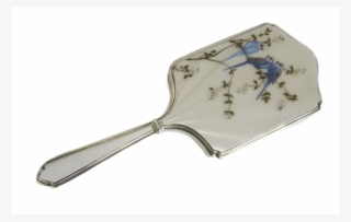 English Sterling & Enamel Decorated With Birds Dressing - Spatula