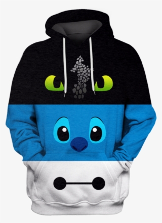 3d Toothless Stitch And Baymax Tshirt - Stitch Baymax And Toothless