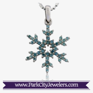 Blue Diamond Pave Diamond Snowflake Necklace - Engagement Ring Colored Stone Gold