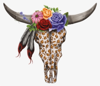 Bull Skull And Flower