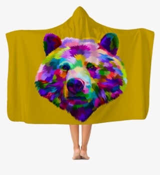 Bear Rainbow Classic Adult Hooded Blanket - Pop Art Bear