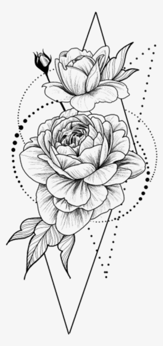 Stickers Png Blackandwhite Flower Flowers Rose Roses - Dessin Rose Tattoo Geometrique