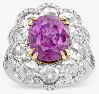Boysenberry Pink Ceylon Sapphire Ring, - Diamond