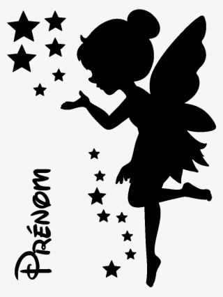 Sticker Prenom Personnalisable Fee Et Les Etoiles Ambiance - Fairy Vector Silhouette