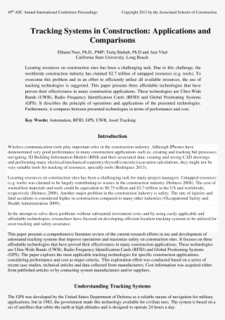 Construction Equipment Tracking - Background Of Study Sample