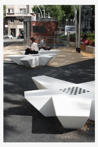 Elemento De Paisaje Flor De Hormigón Blanco Con Ajedrez - Floor