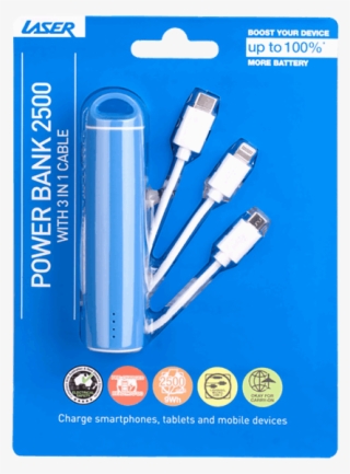 Laser 2500mah Powerband 3 In 1 Cable - Battery Charger For Phone At Big W