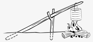 Cookout Clipart Campfire - Outdoor Cooking Clipart Black And White