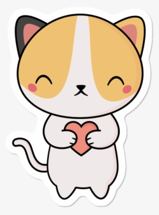 Kawaii Cute Cat With A Heart - Cuteness