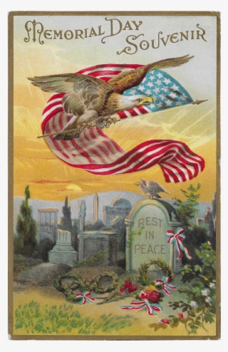Vintage Patriotic Postcard Memorial Day Souvenir Eagle, - Vintage American Flag Greeting