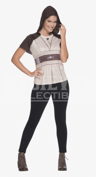 Adult Jedi Hooded Rhinestone Costume Top - Jedi Costume Shirt
