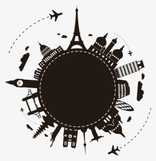 Silhouette Package Travel Agent Tour Earth Clipart - Silhouette Travel