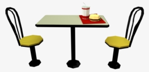 Low Poly Fast Food Meal With Table And Chairs - Table With Food Png