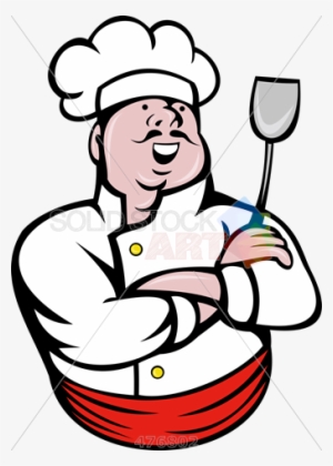 Stock Illustration Of Cartoon Drawing Of Chef Holding - Chef & Spatula Vector