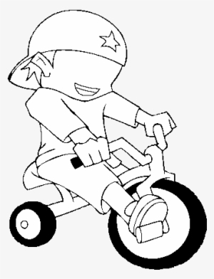 Boy On Tricycle Coloring Page - Cartoon Tricycle