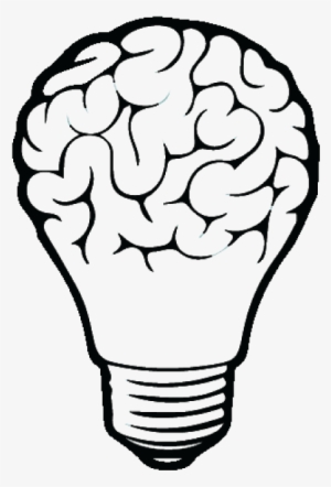 Incandescent Light Bulb Drawing Brain - Brain Vector