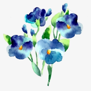 Ftestickers Watercolor Flowers Blue Teal - Watercolor Blue Flower Vector
