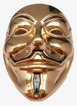 Guy Fawkes Anonymous Gold Necklace - Gold Guy Fawkes Mask Png