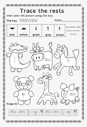 Funny Worksheets To Trace Basic Music Symbols For Younger - Music