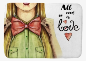 Watercolor Picture On A Valentine's Day, Girl Kisses, - Valentine's Day