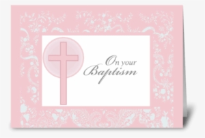 2790 Christening, Pink Lace, Baptism Greeting Card - Baptism
