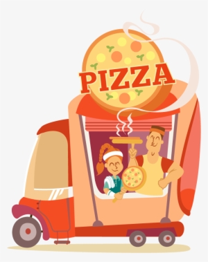 Cartoon Family Pizza Clipart - Food Truck Pizza Png