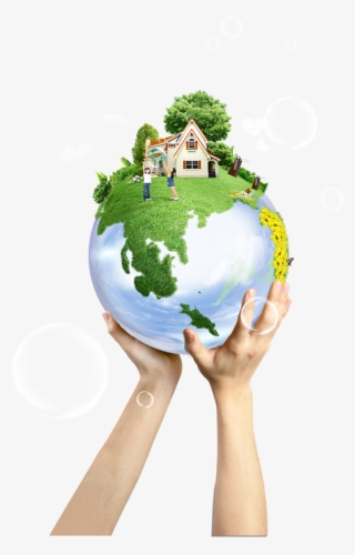 Globe In Hand With House Png